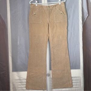 Banana Republic Stretch Corduroy Pants Sz 4 Tan Flare Button Pocket Vintage Vibe